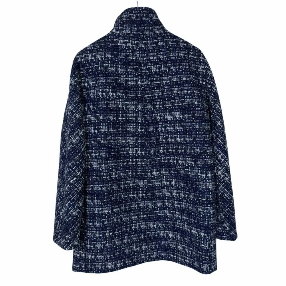 J. Crew City Coat 10 Blue Tweed Wool Blend Full Zip - Picture 4 of 11